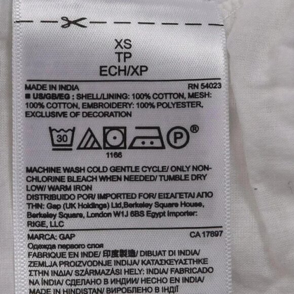 Gap Mini Dress Eyelet Scallop Lace Trip Short Sleeve White Cotton Size XS - Picture 10 of 12